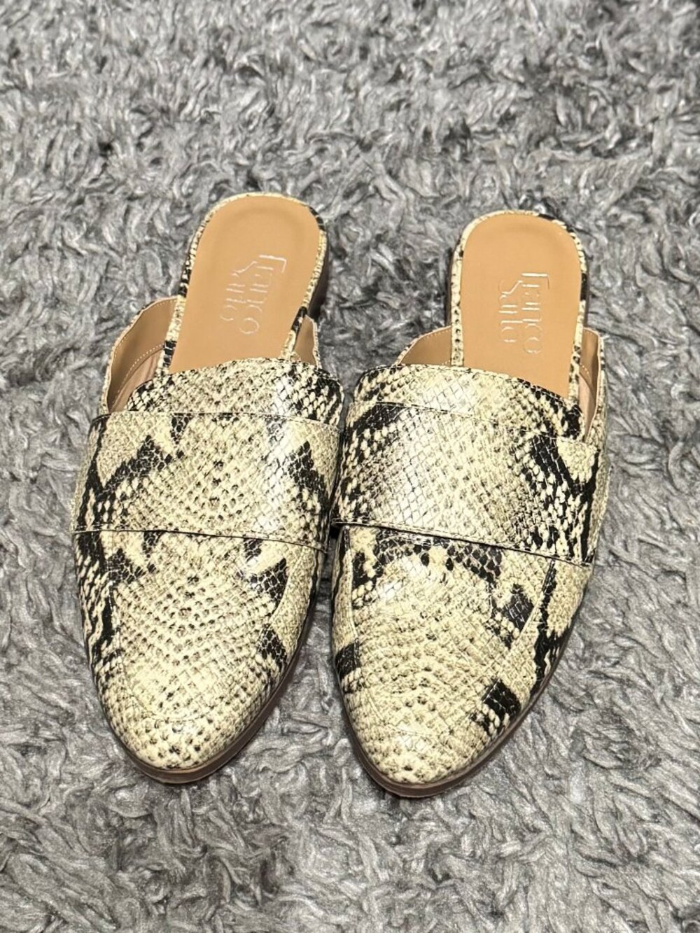 Franco Sarto Malesa Faux Snakeskin Print Slip on Mules